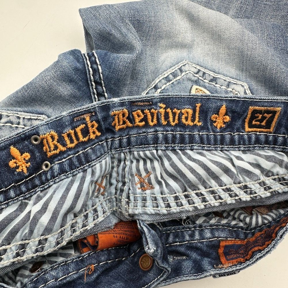 Rock Revival Betty Capri Jeans Womens‎ Size 27 Blue Ankle Bling Pockets - Picture 5 of 12